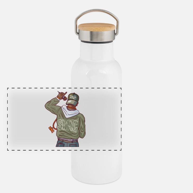 Rapper mit Goldkette und swag Panorama Thermosflasche mit Bambusdeckel