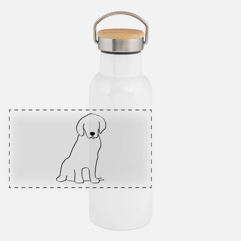 Hund Dog Zeichnung Geschenk Silhouette Panorama Thermosflasche mit Bambusdeckel