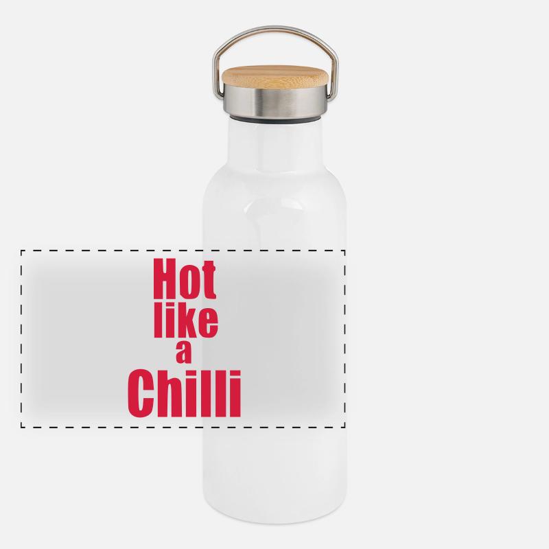 Hot like a Chilli Gemuese Statement vegan Geschenk Panorama Thermosflasche mit Bambusdeckel