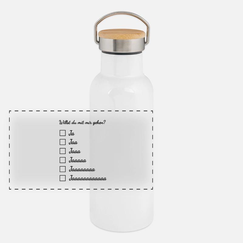Willst du mit mir gehen? Panorama Thermosflasche mit Bambusdeckel