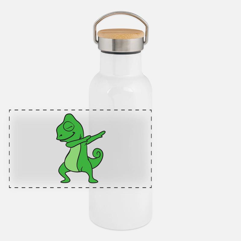 Dabbing Dab gecko reptiles Gourde isotherme avec bouchon en bambou