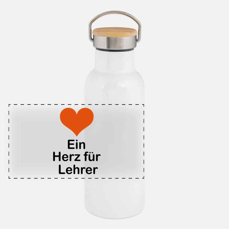 Ein Herz für Lehrer Panorama Thermosflasche mit Bambusdeckel