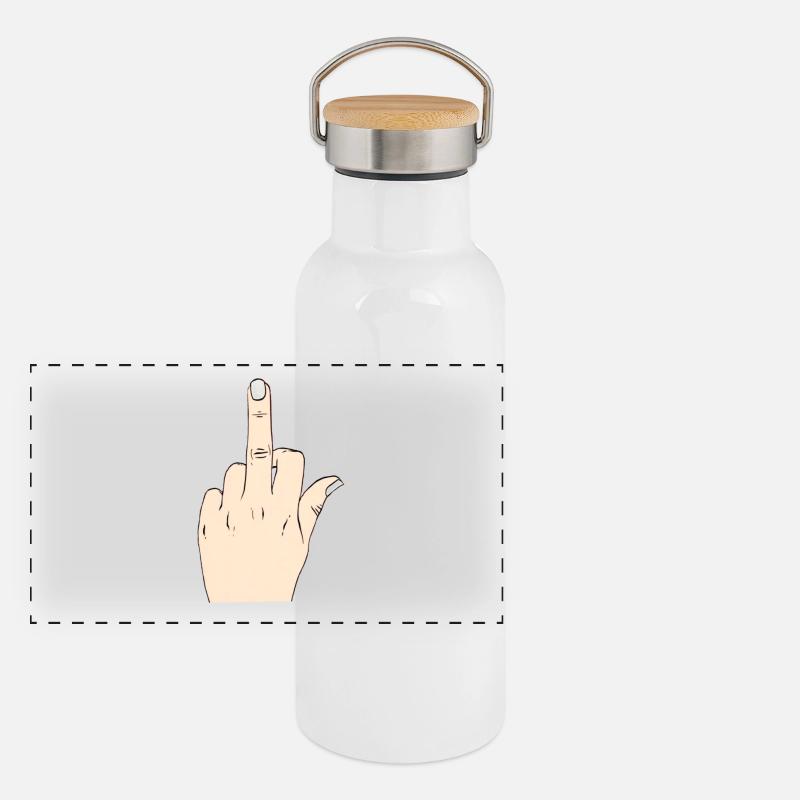 Mittelfinger Modus Panorama Thermosflasche mit Bambusdeckel