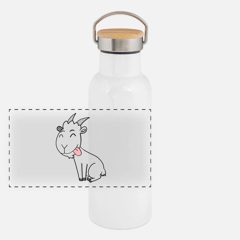 Ziege Ziegenbock Bock Panorama Thermosflasche mit Bambusdeckel