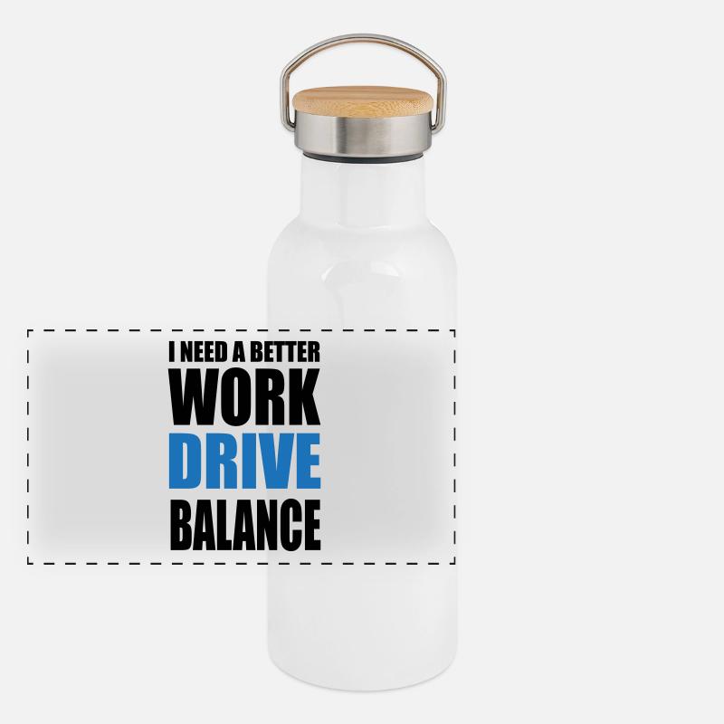 Équilibre entre le travail et le moteur Gourde isotherme avec bouchon en bambou