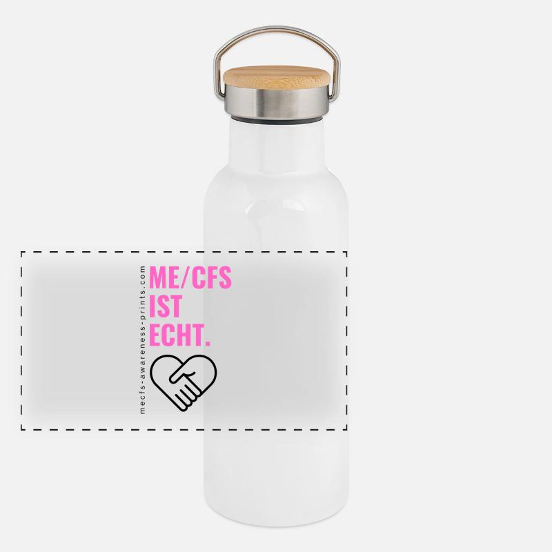 ME/CFS IST ECHT - pink edt. Panorama Thermosflasche mit Bambusdeckel