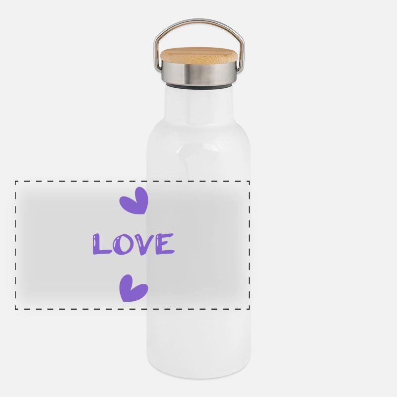 COUPLE. JUST MARRIED. EVJF. SAINT VALENTIN. MARIES Gourde isotherme avec bouchon en bambou