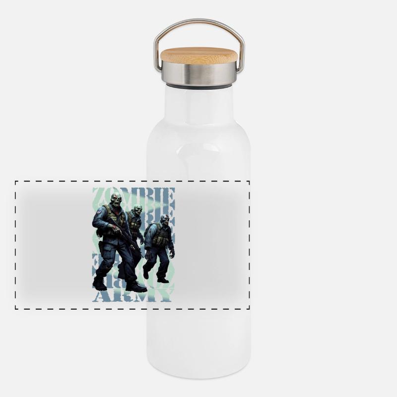 Zombie Armee Panorama Thermosflasche mit Bambusdeckel