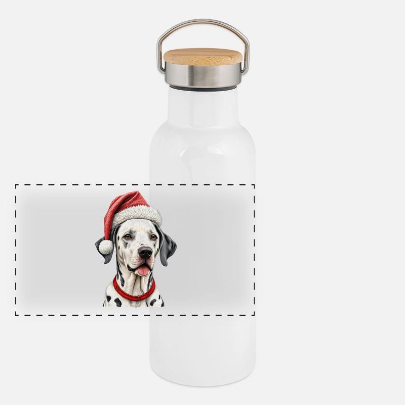 Chien dalmatien de Noël Gourde isotherme avec bouchon en bambou