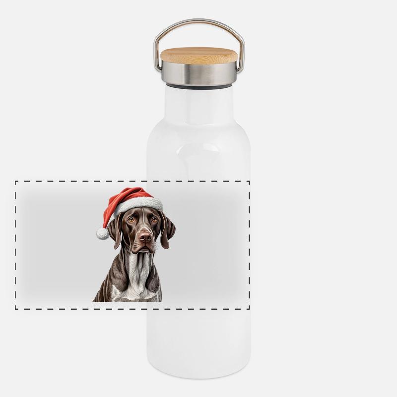 German Shorthaired Pointer Christmas Panoramic Thermal Bottle with Bamboo Lid