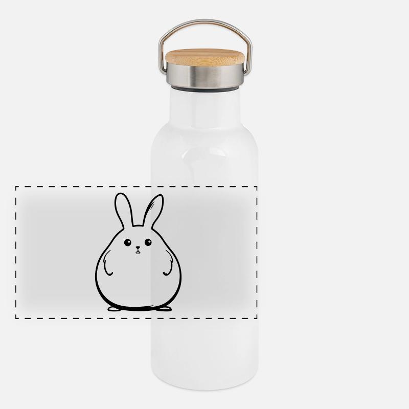 Lapin Drôle Pâques Gourde isotherme avec bouchon en bambou