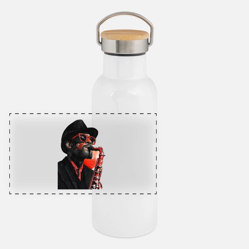Saxophonist Panoramic Thermal Bottle with Bamboo Lid