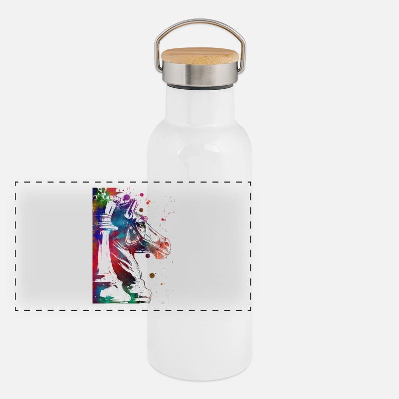 Chess Pawns Sport Panoramic Thermal Bottle with Bamboo Lid