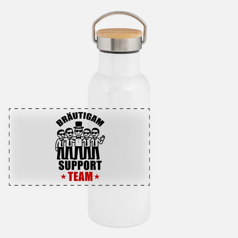 Bräutigam Support Team Hochzeit Panorama Thermosflasche mit Bambusdeckel