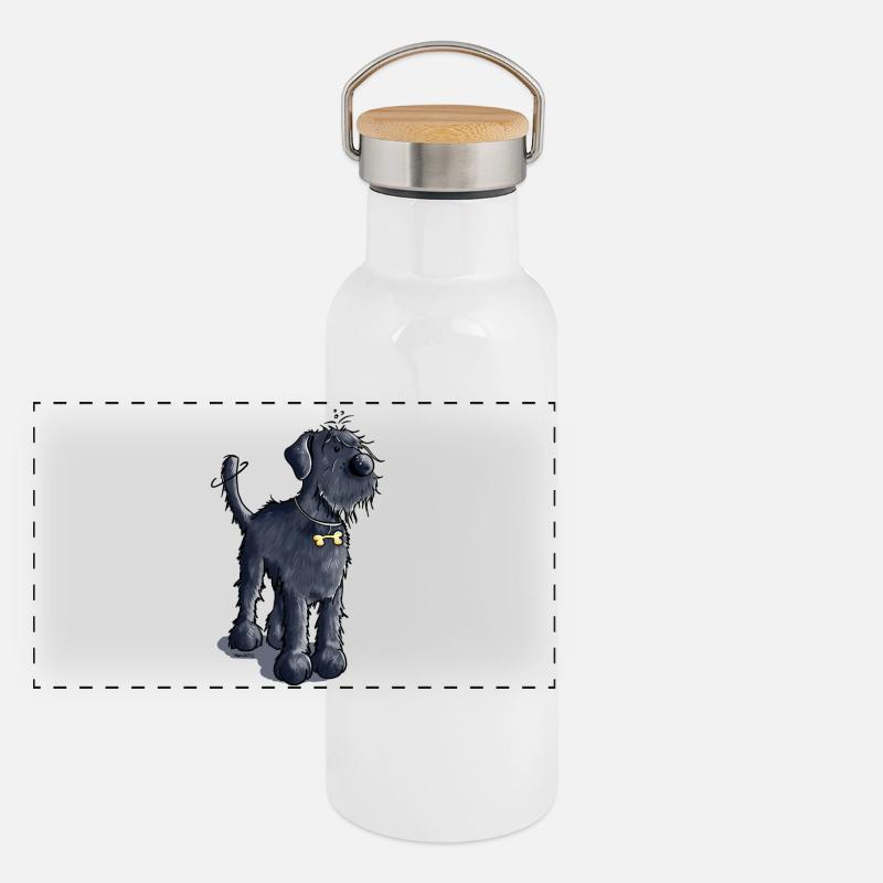 Niedlicher Schnauzer Panorama Thermosflasche mit Bambusdeckel