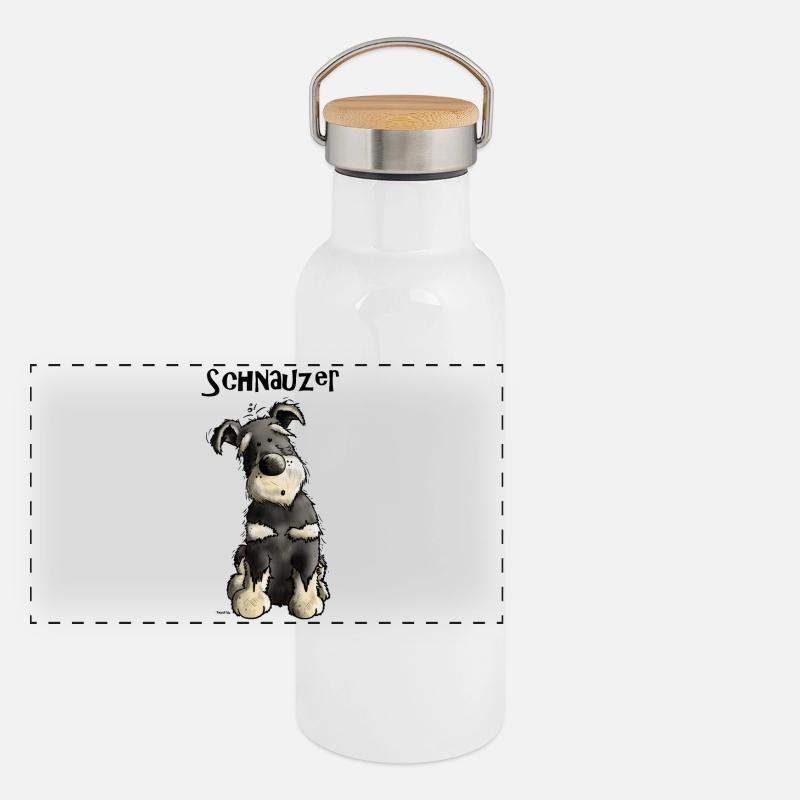 Mignon Schnauzer Gourde isotherme avec bouchon en bambou