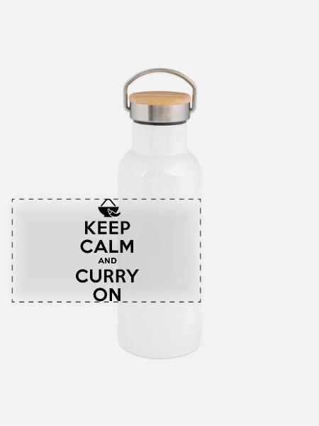 Keep calm and curry on - Panorama Thermosflasche mit Bambusdeckel - Weiß