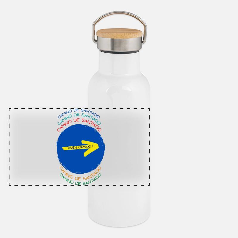 Flecha Amarilla - Gourde isotherme avec bouchon en bambou - blanc