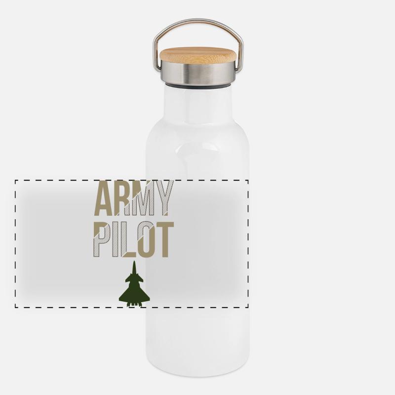 Armee Pilot Panorama Thermosflasche mit Bambusdeckel