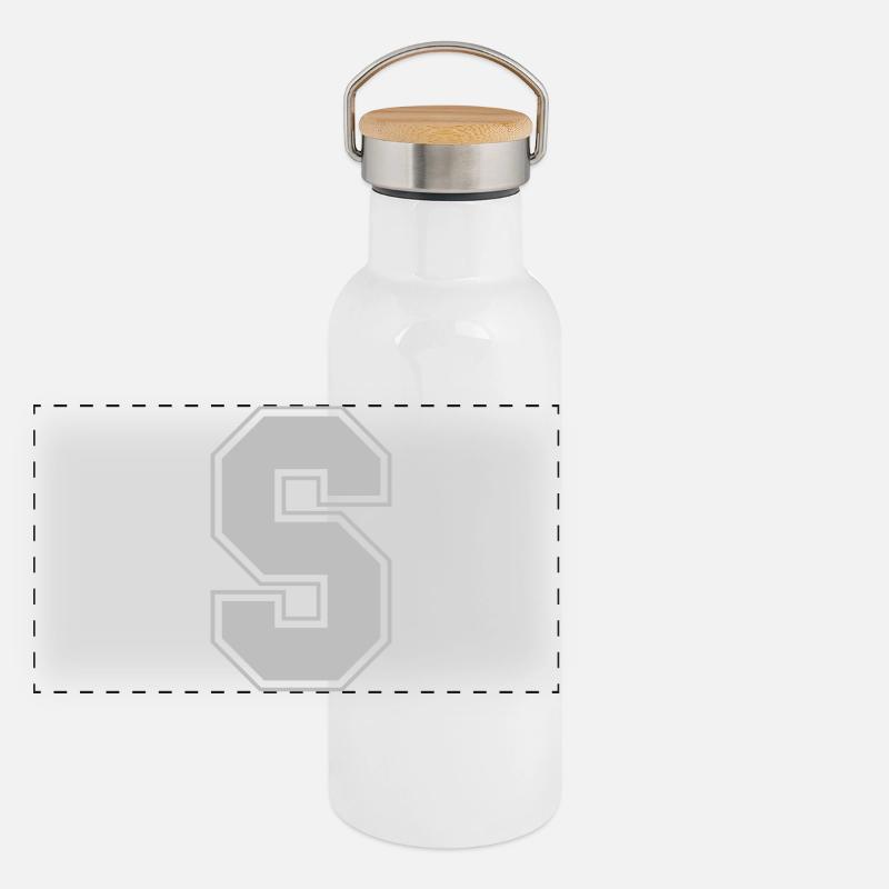 Monogramme gris vert College House initiale S Gourde isotherme avec bouchon en bambou