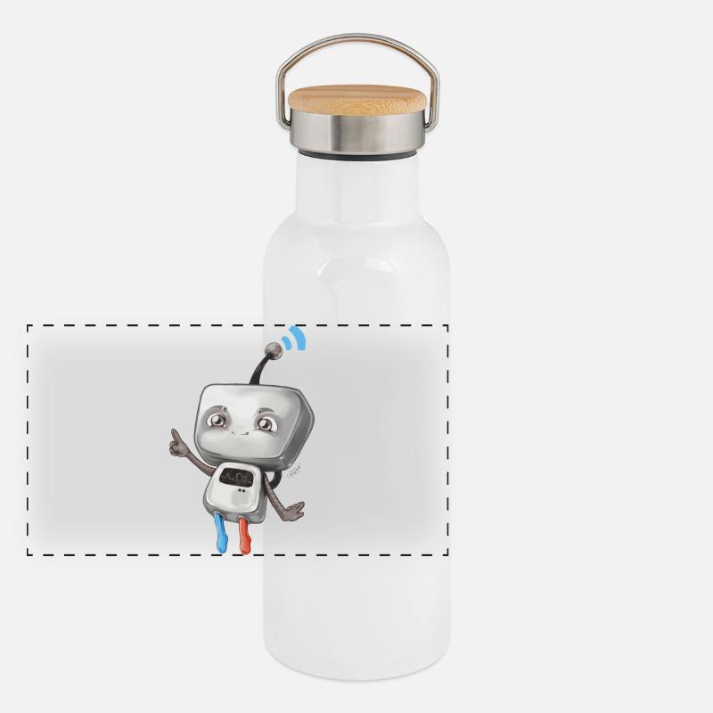 Small robot Panoramic Thermal Bottle with Bamboo Lid