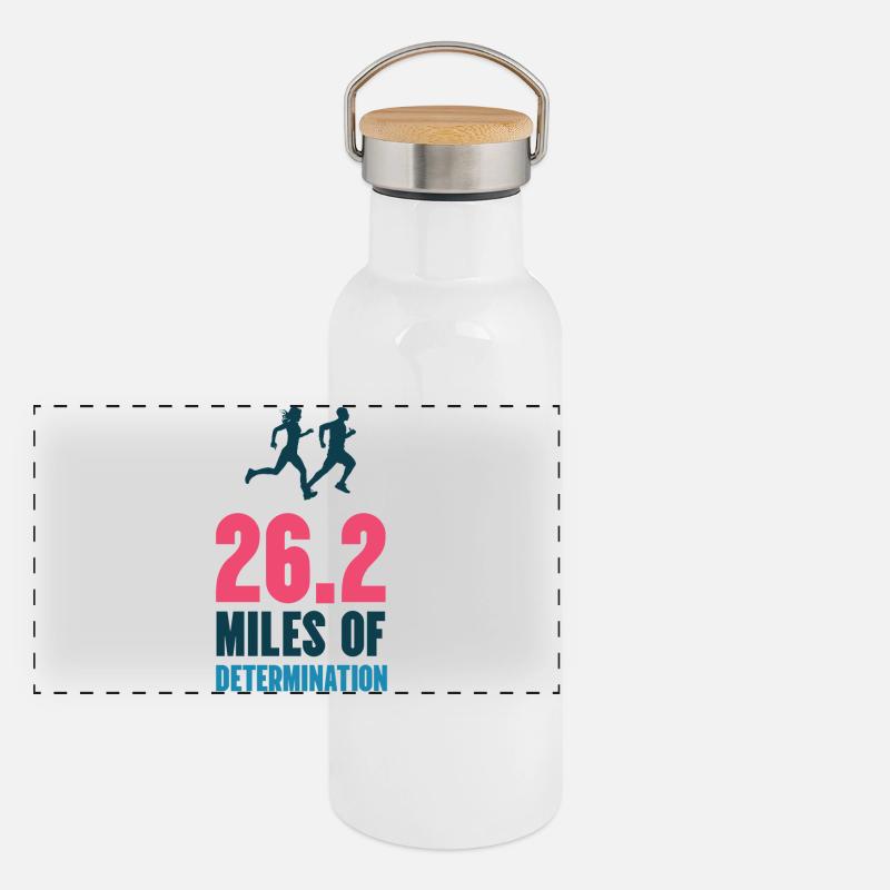 Marathon - 26,2 miles de détermination Gourde isotherme avec bouchon en bambou