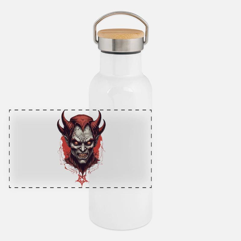 Höllen Dämon Teufel Panorama Thermosflasche mit Bambusdeckel