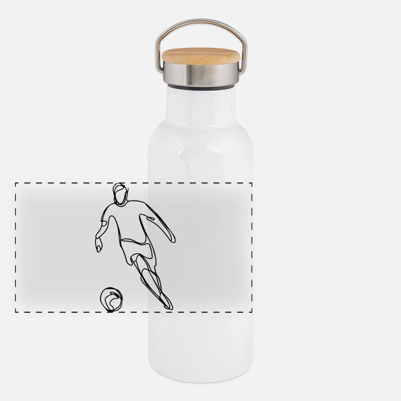 Soccer Player Drawing Panoramic Thermal Bottle with Bamboo Lid