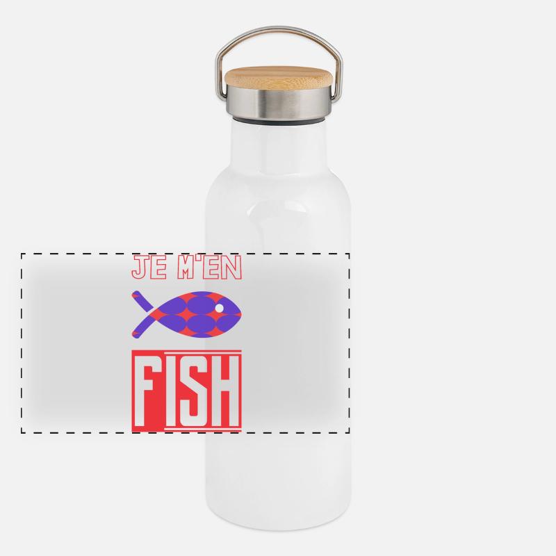 HUMOUR. POISSON. SARDINE. POISSON D'AVRIL Gourde isotherme avec bouchon en bambou