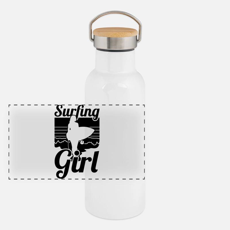 Fille surfeuse Gourde isotherme avec bouchon en bambou