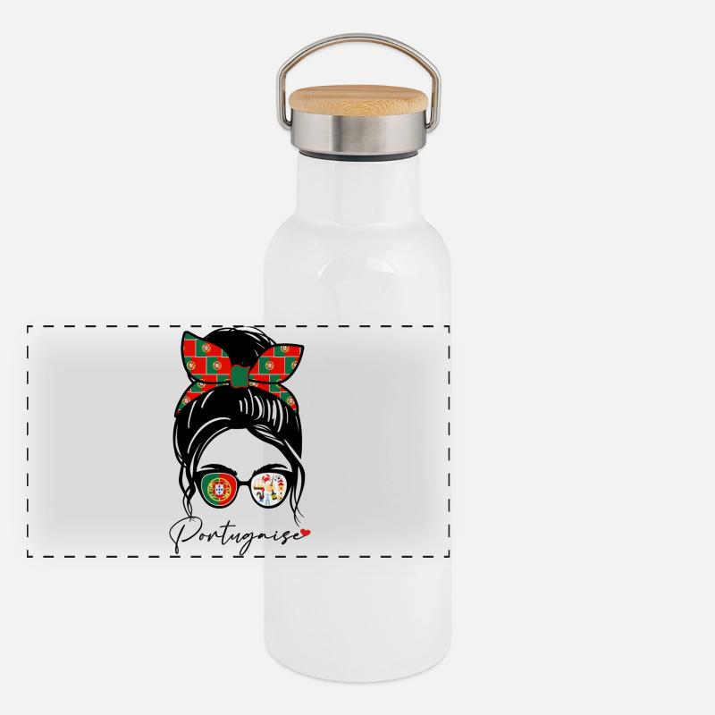 Portugaise Gourde isotherme avec bouchon en bambou