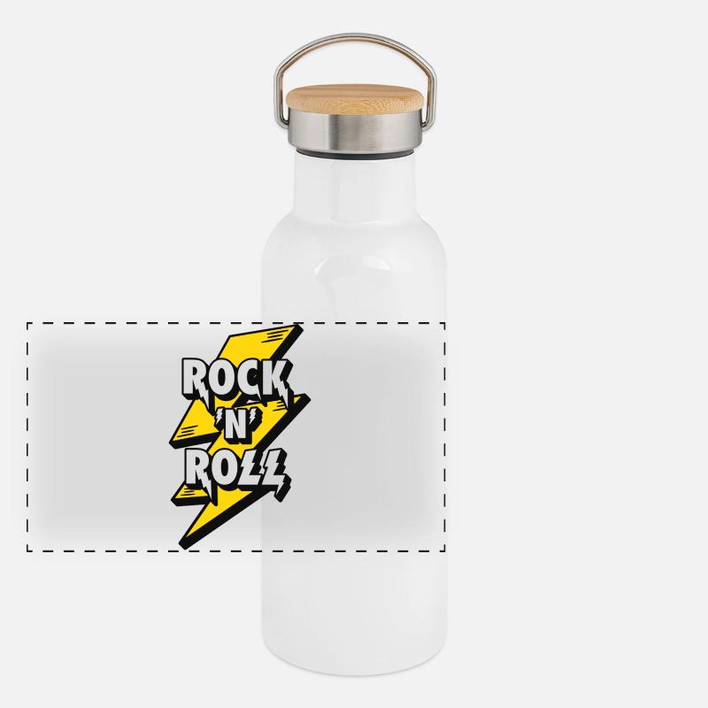Elektrisierendes Rock'n'Roll-Lightning-Design Panorama Thermosflasche mit Bambusdeckel