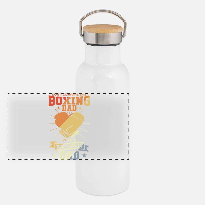 Boxer Papa Panorama Thermosflasche mit Bambusdeckel