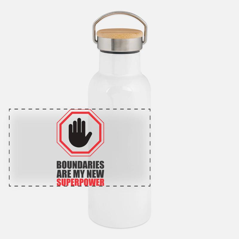 Ermächtigende Hand mit Grenzerinnerung Panorama Thermosflasche mit Bambusdeckel