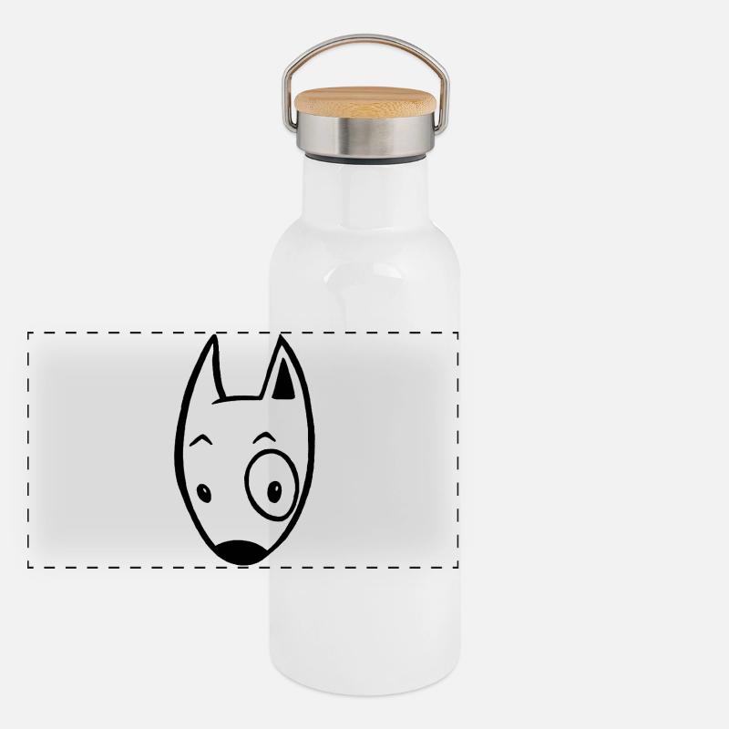 Petit chien noir Gourde isotherme avec bouchon en bambou
