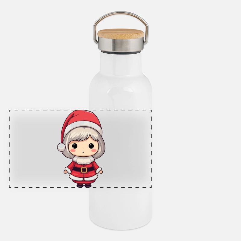 Chibi Santa Girl Panoramic Thermal Bottle with Bamboo Lid