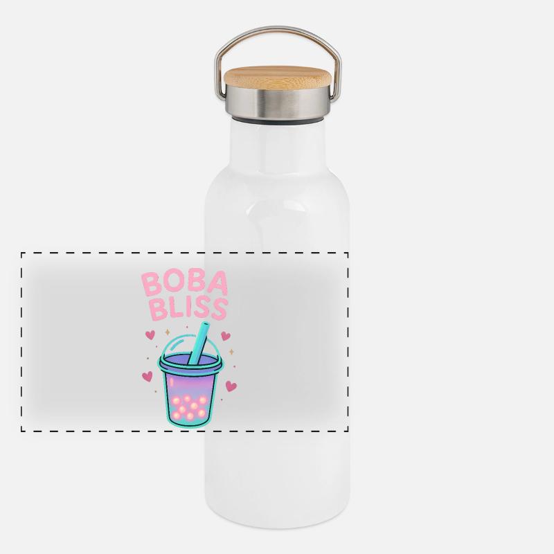 Boba Bliss Pastell Becher Panorama Thermosflasche mit Bambusdeckel