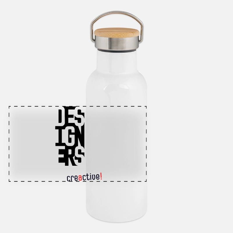 Creactive Designer – Conception typographique créative Gourde isotherme avec bouchon en bambou