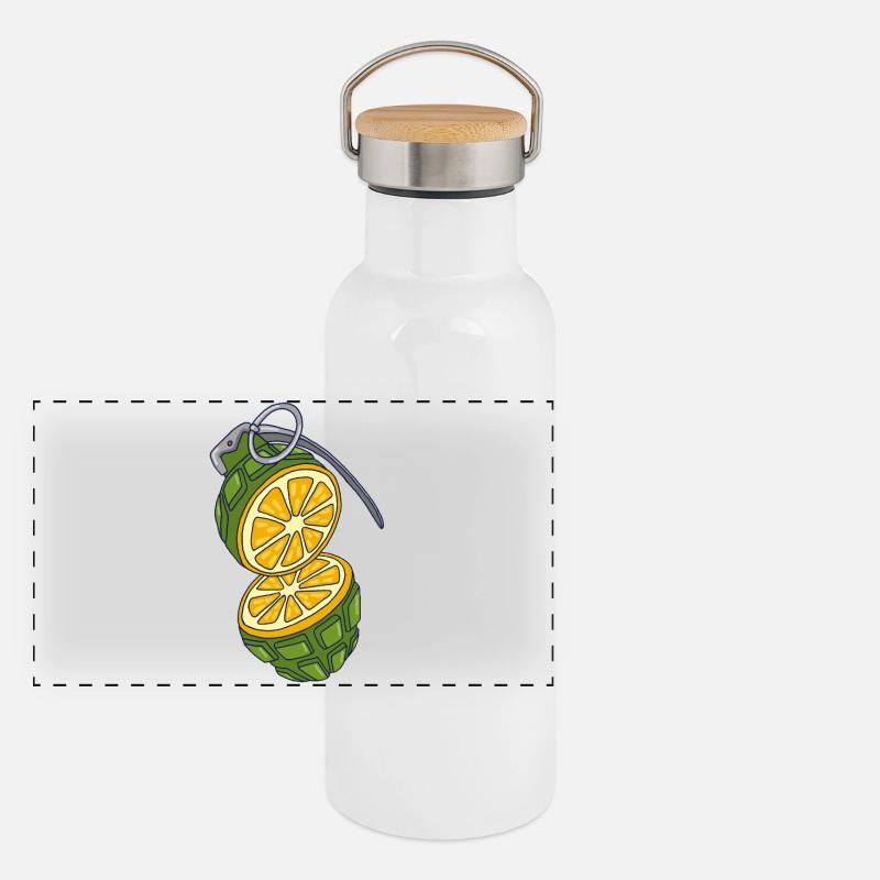 Tarnung einer Orange Panorama Thermosflasche mit Bambusdeckel