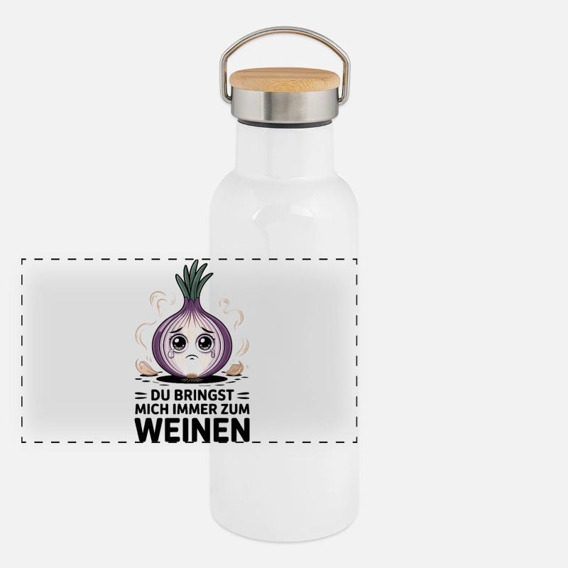 You always make me cry funny onion Panoramic Thermal Bottle with Bamboo Lid