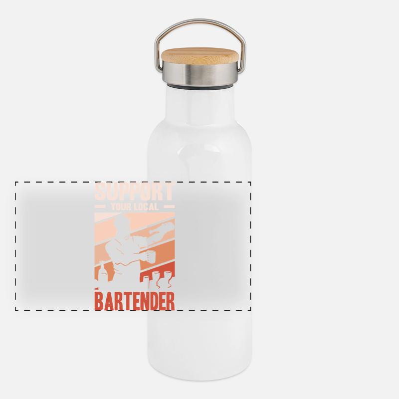 Barkeeper Geschenke Abschied Gastronomie Panorama Thermosflasche mit Bambusdeckel