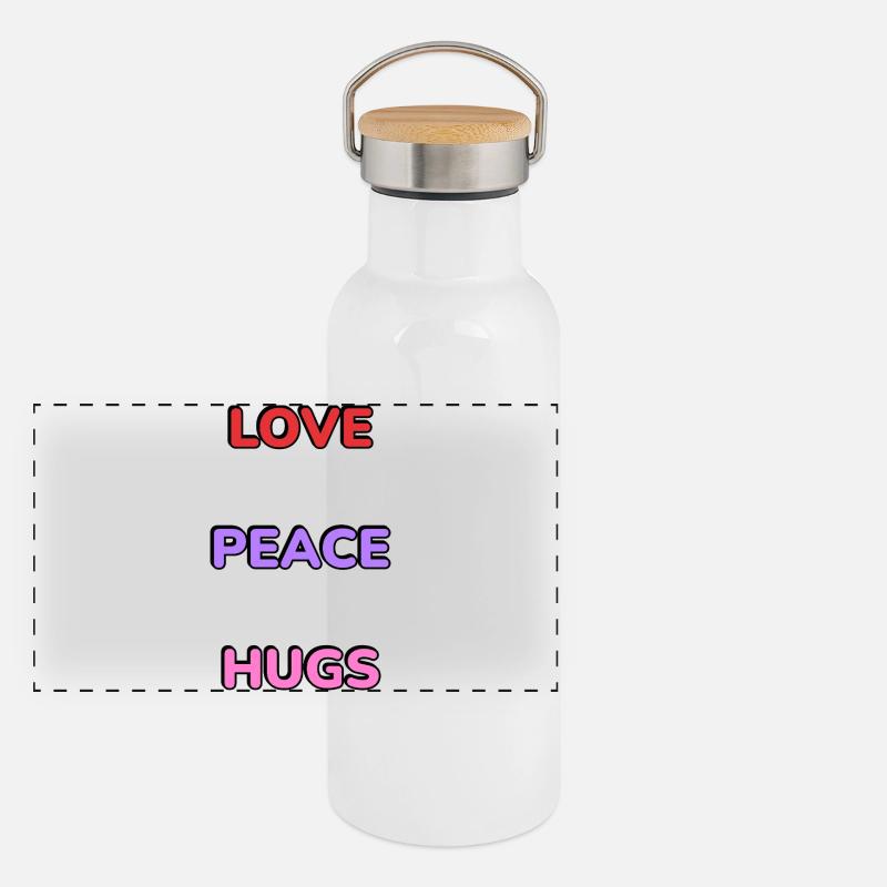 Love Peace Hugs  Panoramic Thermal Bottle with Bamboo Lid