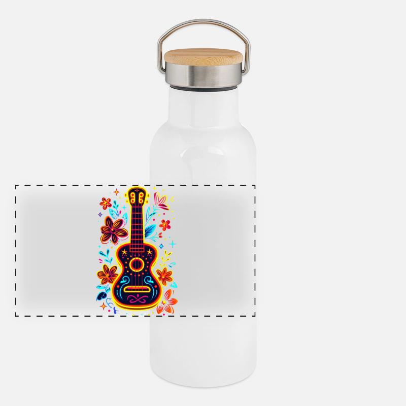 90s Ukulele Panoramic Thermal Bottle with Bamboo Lid