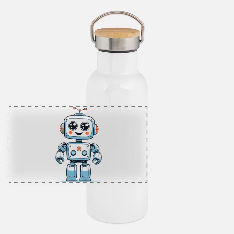 Petit robot spatial Gourde isotherme avec bouchon en bambou