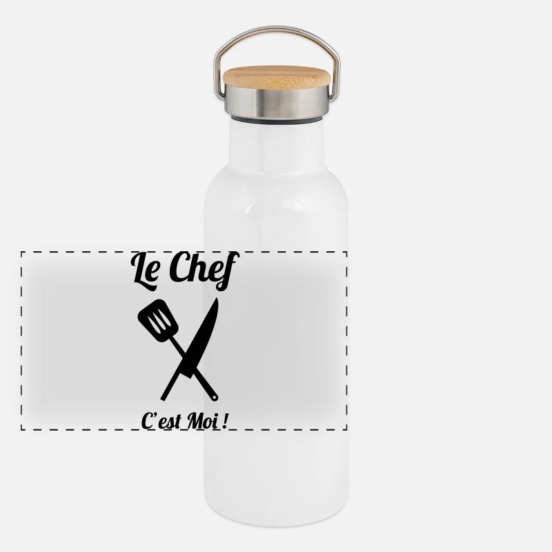 Der Küchenchef bin ich Panorama Thermosflasche mit Bambusdeckel