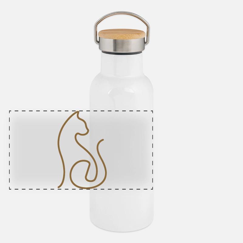 Cat Line Art Cats Design Panoramic Thermal Bottle with Bamboo Lid