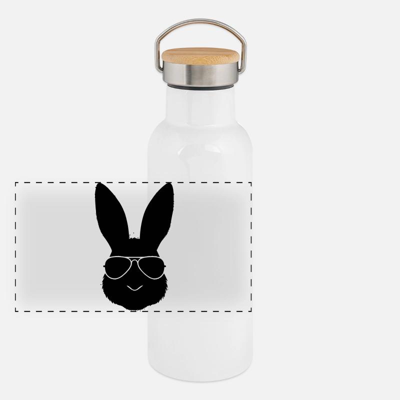 Rabbit Sunglasses Cool Outline Panoramic Thermal Bottle with Bamboo Lid