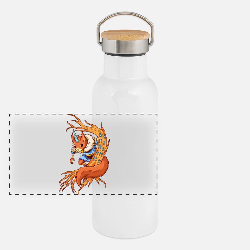 Ratatöskr - Bote auf Yggdrasil Panorama Thermosflasche mit Bambusdeckel