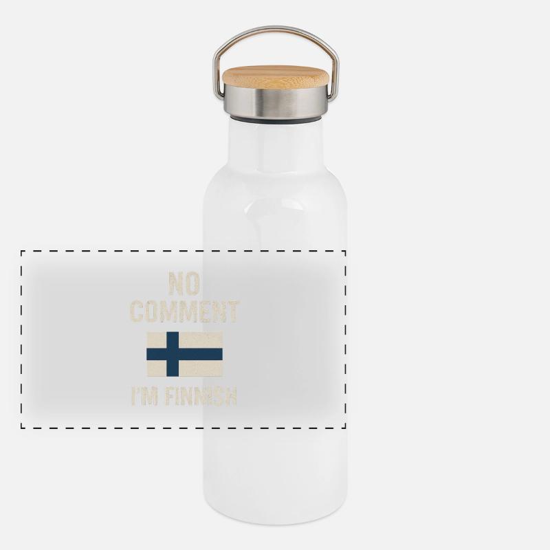 Finnish flag. No Comment Panoramic Thermal Bottle with Bamboo Lid