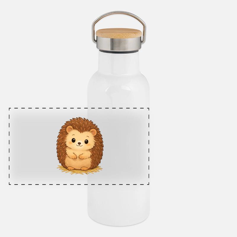 Hérisson câlin sur foin Gourde isotherme avec bouchon en bambou